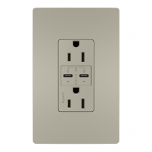 Legrand Radiant CA R26USBPDNICC6 - radiant? 15A Tamper Resistant Ultra Fast PLUS Power Delivery USB Type C/C Outlet, Nickel