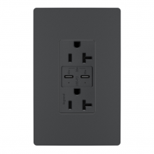 Legrand Radiant CA TR20USBPDG - radiant? 20A Tamper Resistant Ultra Fast PLUS Power Delivery USB Type C/C Outlet, Graphite