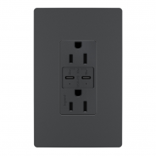 Legrand Radiant CA R26USBPDGCC6 - radiant? 15A Tamper Resistant Ultra Fast PLUS Power Delivery USB Type C/C Outlet, Graphite