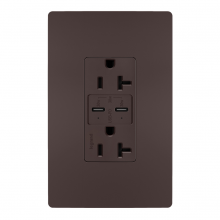 Legrand Radiant CA TR20USBPDDB - radiant? 20A Tamper Resistant Ultra Fast PLUS Power Delivery USB Type C/C Outlet, Dark Bronze