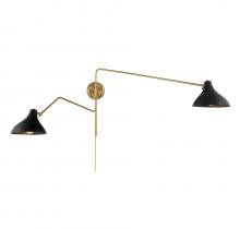 Savoy House Meridian CA M90088MBKNB - 2-Light Wall Sconce in Matte Black with Natural Brass