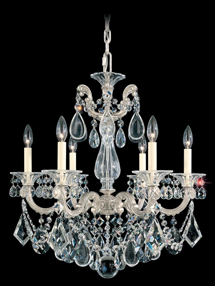 La Scala 6 Light 120V Chandelier in French Gold with Clear Heritage Handcut Crystal