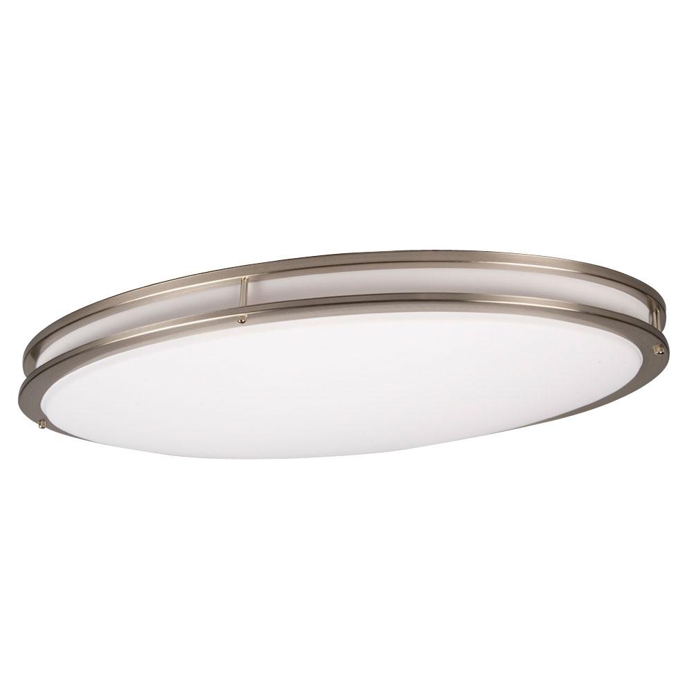 LED Oval Flush Mount Ceiling Light - in Brushed Nickel finish with White Acrylic Lens (120V MPF, Ele