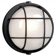 Galaxy Lighting 305011BK 132EB - Outdoor Cast Aluminum Marine Light with Guard - in Black finish with Frosted Glass (Wall or Ceiling