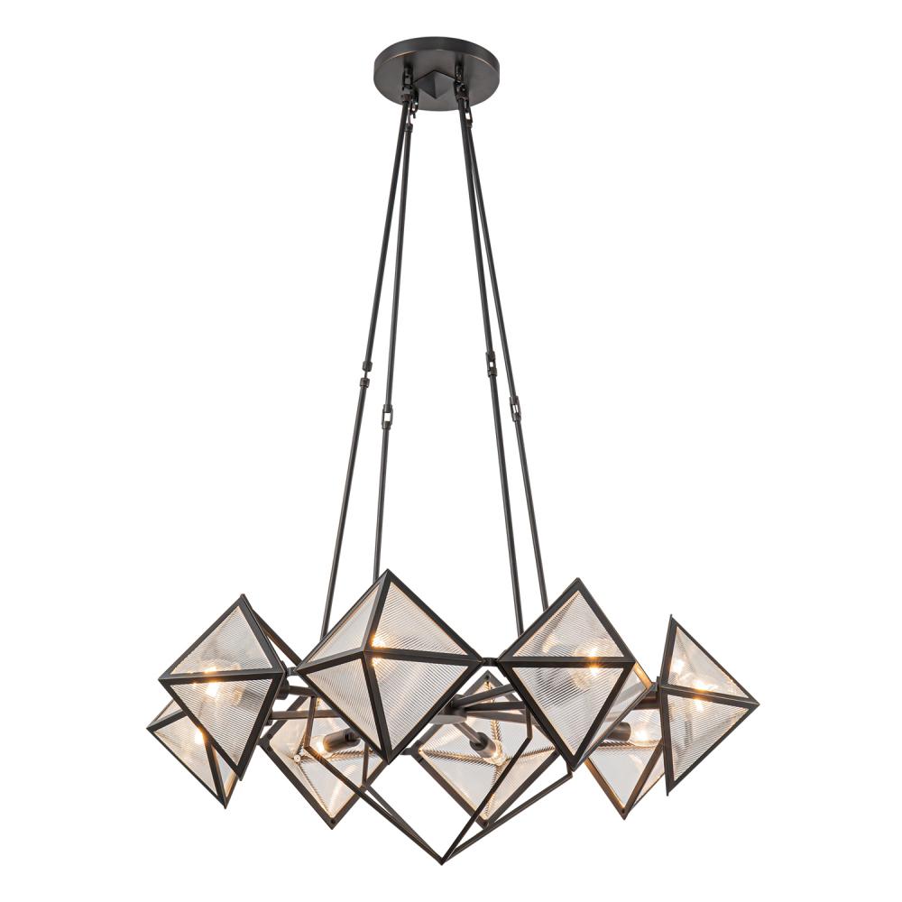 Cairo 30-in Ribbed Glass/Urban Bronze 8 Lights Chandeliers