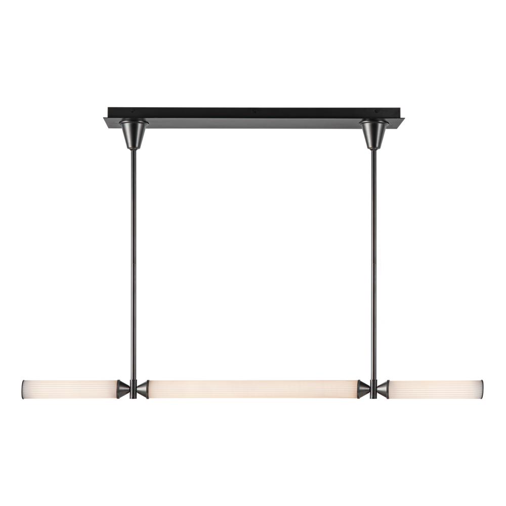 Edwin 48-in Urban Bronze/Frosted Ribbed Glass LED Linear Pendant