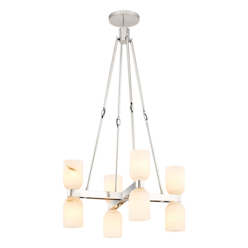 Lucian 22-in Polished Nickel/Alabaster 8 Lights Chandeliers