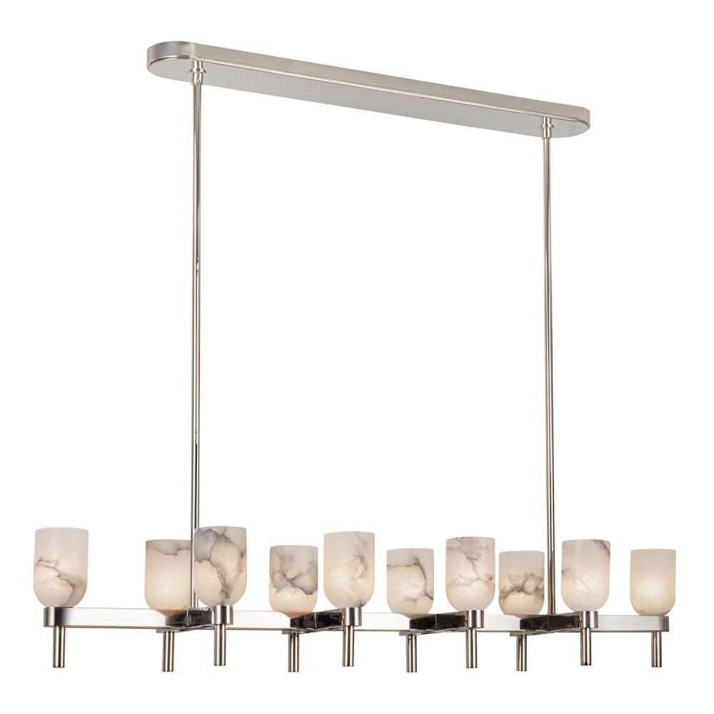 Lucian 52-in Polished Nickel/Alabaster 10 Lights Linear Pendant