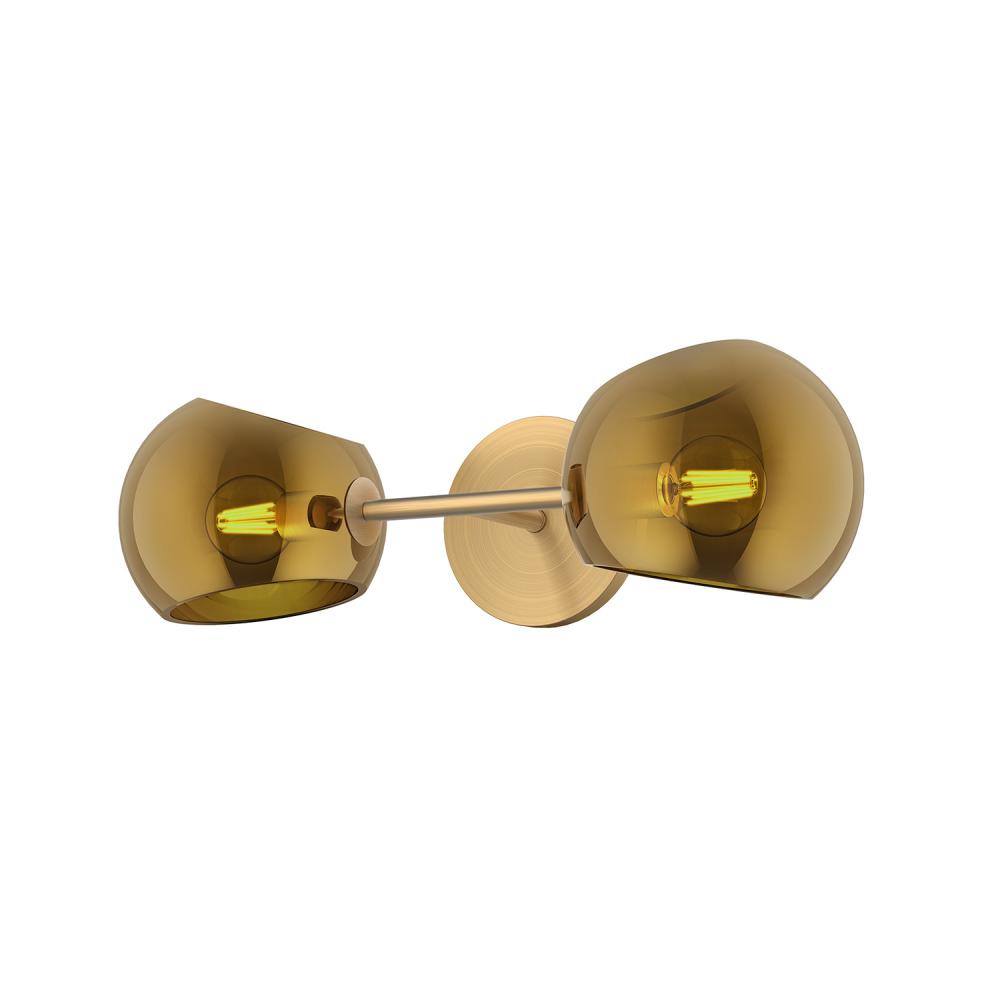 Willow 17-in Brushed Gold/Copper Glass 2 Lights Wall/Vanity