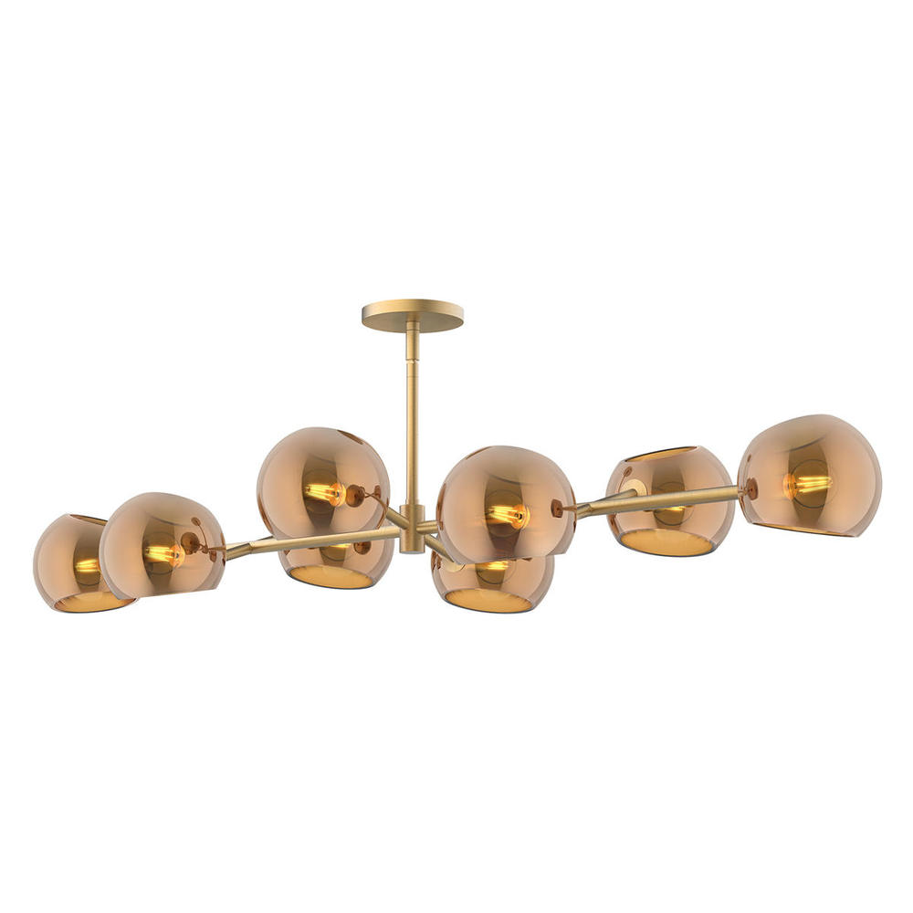 Willow 48-in Brushed Gold/Copper Glass 8 Lights Linear Pendant