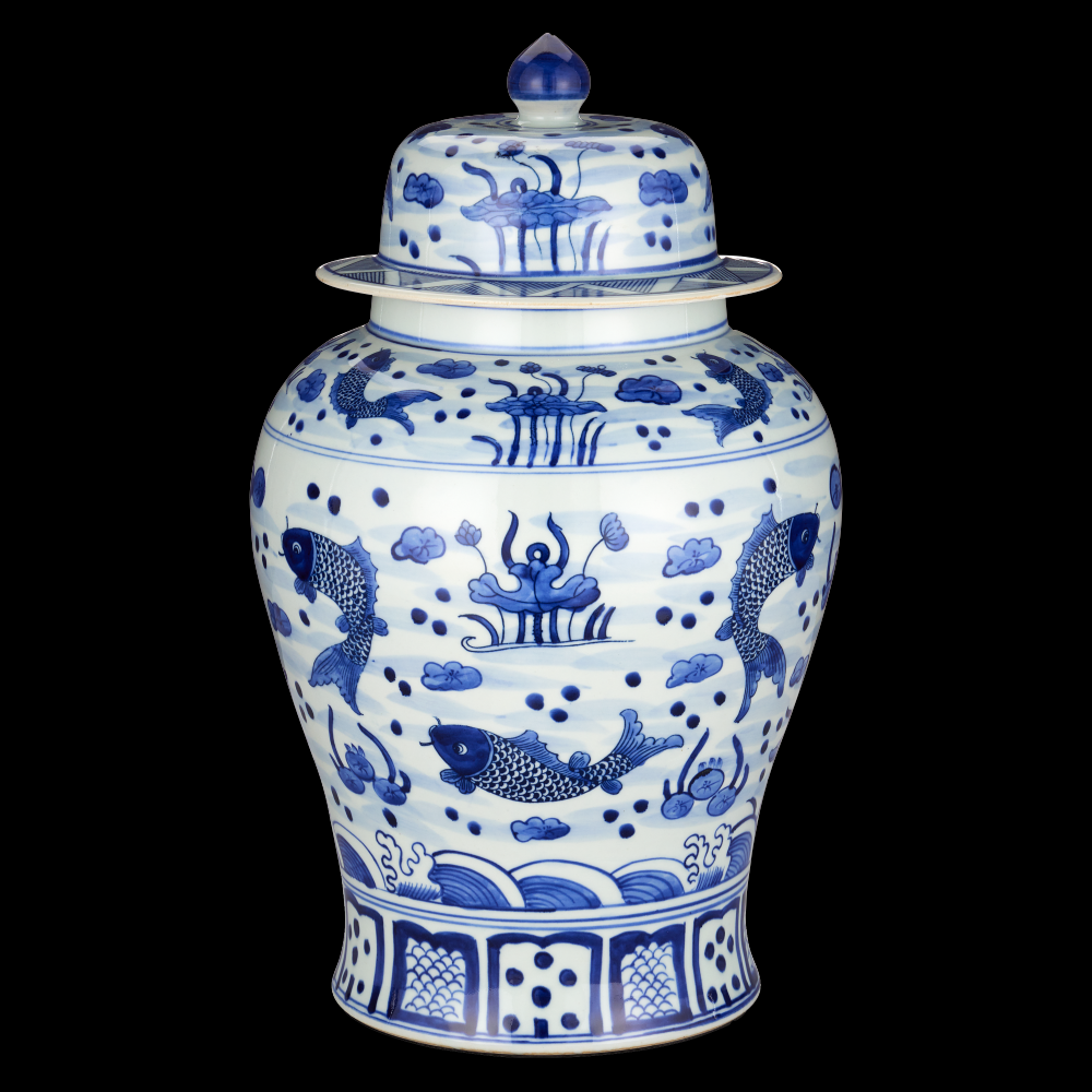 South Sea Blue & White Large Temple Jar